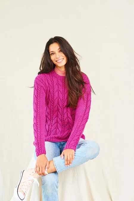 Knitting Pattern - Grace Aran Lace Sweater and Cardigan by Stylecraft 10016