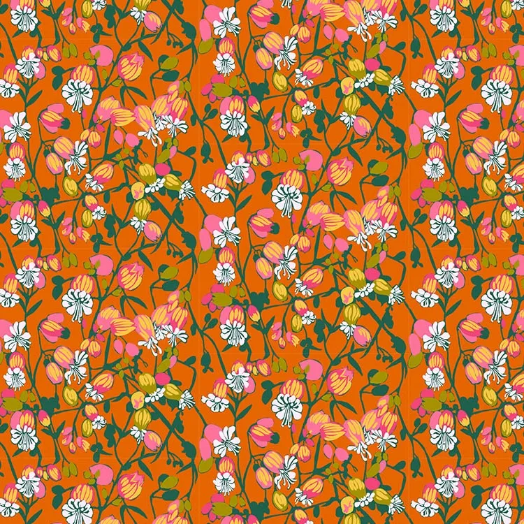 Quilting Fabric - Floral Branches on Orange from Jumpstart by Anna Maria Textiles AMT127-59L