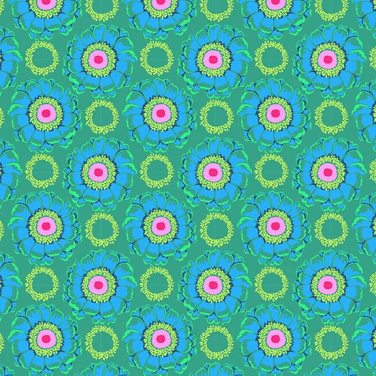 Quilting Fabric - Flowers and Circles on Green from Jumpstart by Anna Maria Textiles AMT129-62L