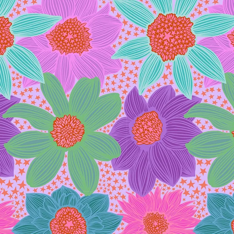 Quilting Fabric - Large Blooms in Purple from Jumpstart by Anna Maria Textiles AMT132-84V