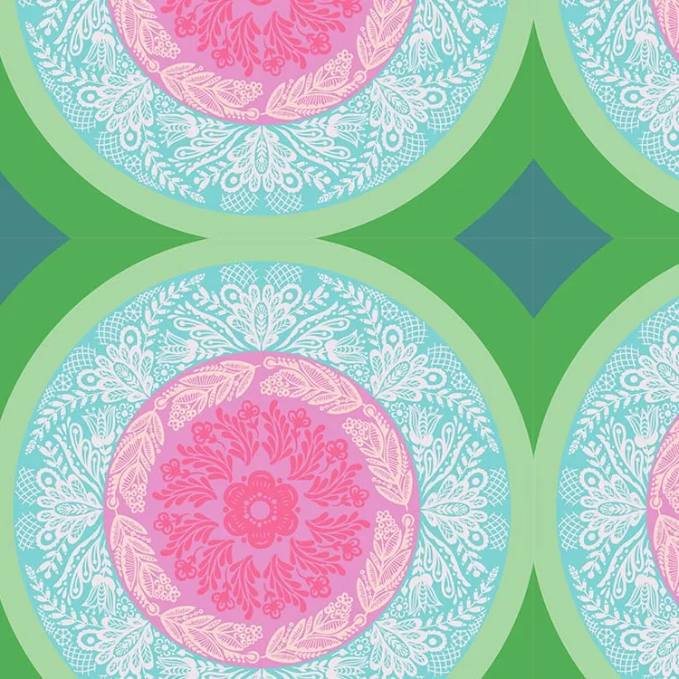 Quilting Fabric - Doilies on Green from Perennial Borders by Anna Maria Textiles AMT138-78V