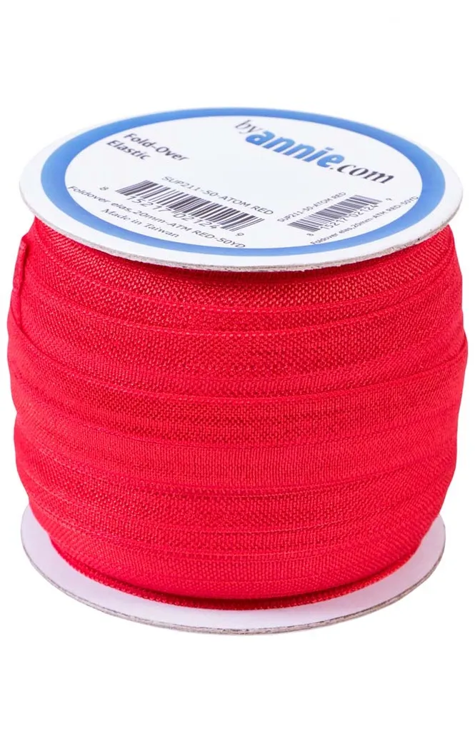 Atom Red  - Fold Over Elastic by Annie (foe) - 20mm - Ribbon - Haberdashery