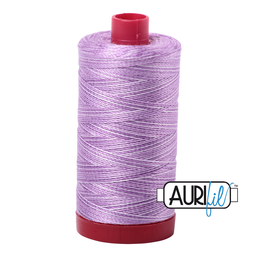 Aurifil French Lilac Thread - 3840 - 12/2 - 12wt - Purple Variegated Quilting Cotton Thread