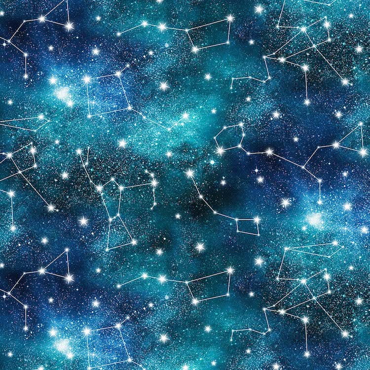 Quilt Backing Fabric 108" Wide - Constellations on Blue from Universe by Adrian Chesterman for Northcott B24859-46