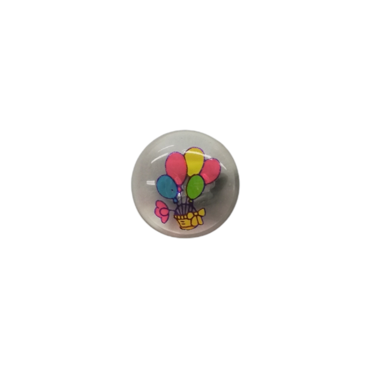 Buttons - 12mm Clear Plastic with Balloons