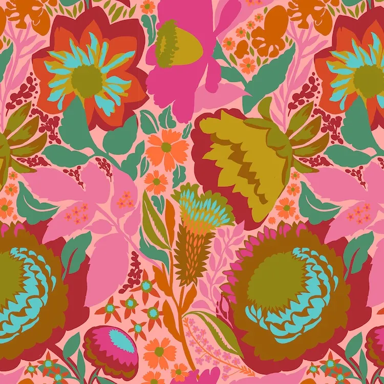 Quilt Backing Fabric 108" Wide - Large Floral on Pink from Jumpstart by Anna Maria Parry for Northcott BAMT134-23