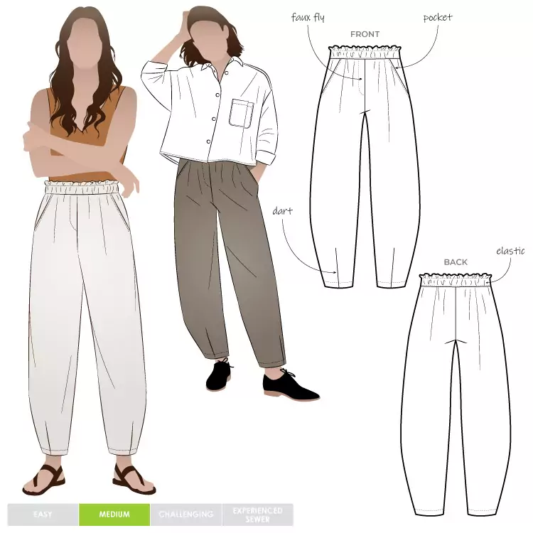 Style Arc - Barry Woven Pant Sewing Pattern Sizes 18 - 30