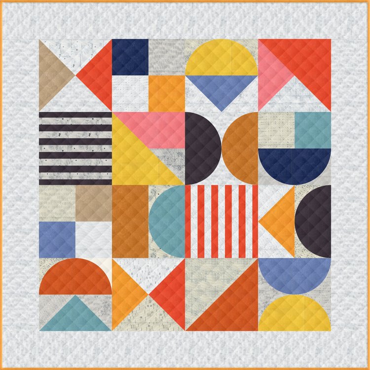 Quilt Kit - Zen Chic Bauhaus Pattern Featuring Modern Background Even More Paper for Moda Fabrics
