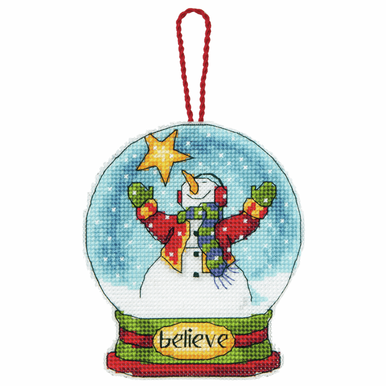 Cross Stitch Kit - Believe Snowman Ornament Kit