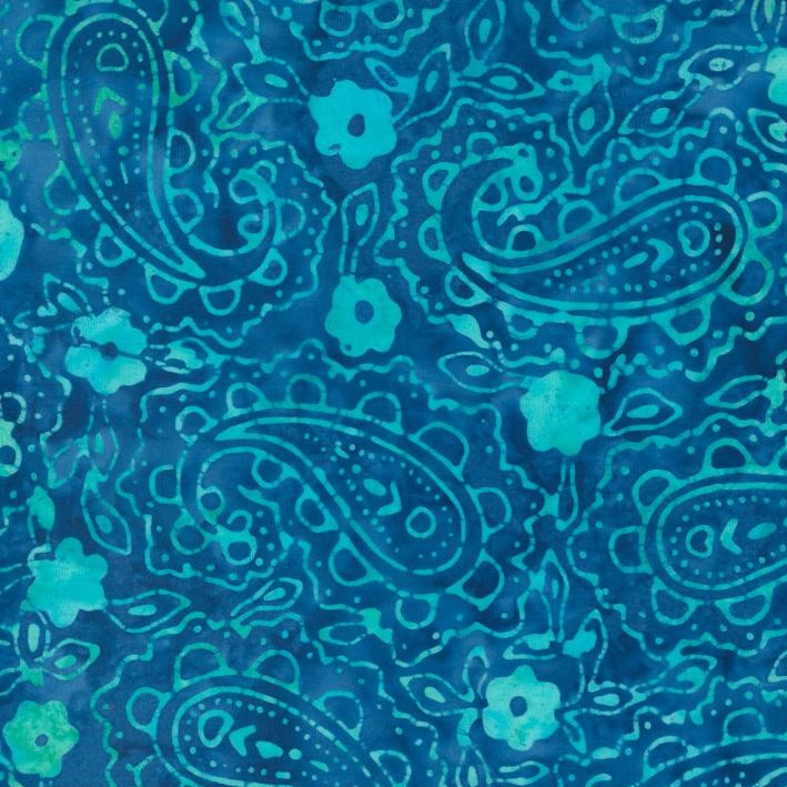 Quilting Fabric - Paisley Batik on Blue  from Bermuda Batiks by Moda 4359 40