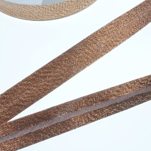 Bias Binding in Copper Lame Col 102- 18mm Wide by Fany