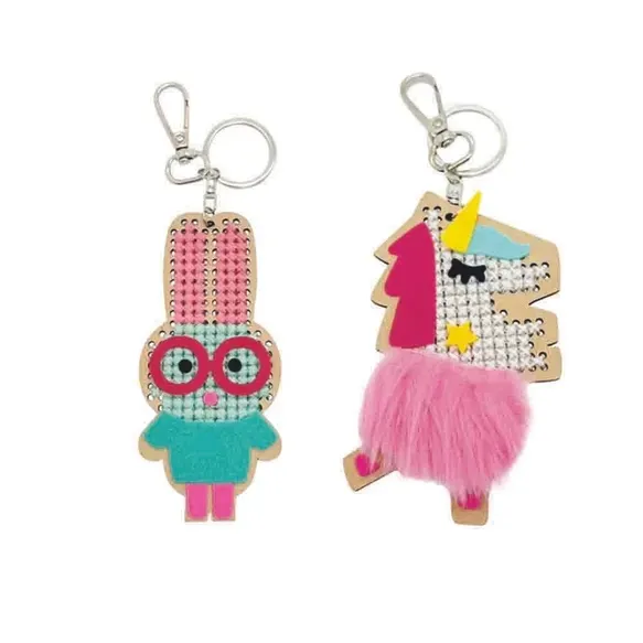 Kids Cross-stitch Kit - Flip And Flap Keychains by DMC