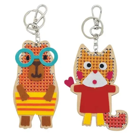 Kids Cross-stitch Kit - Mini And Maxi Keychains by DMC