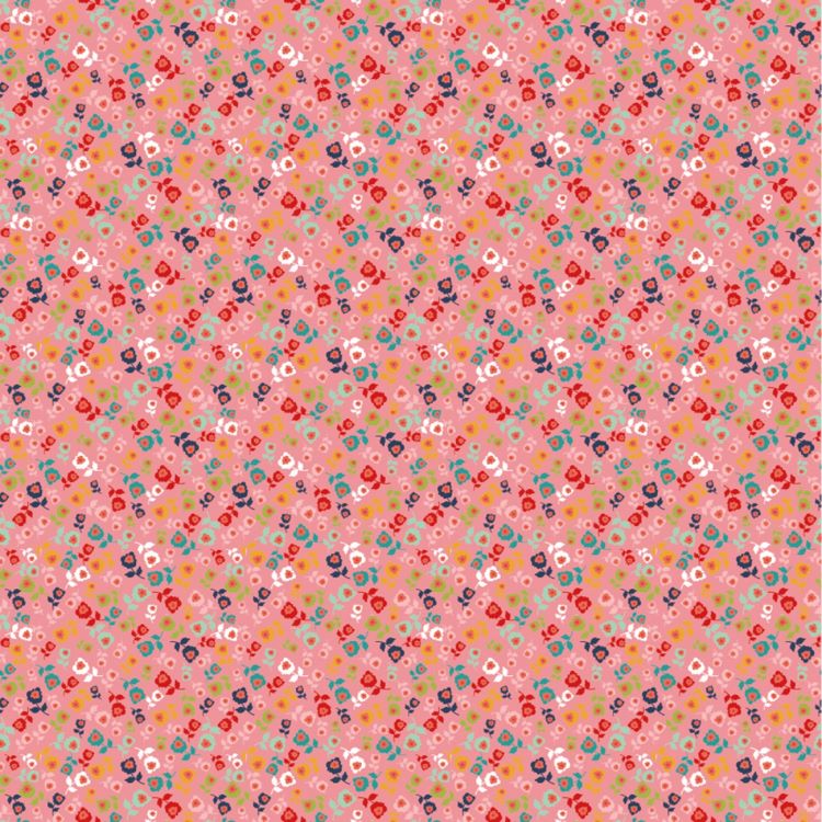 Quilting Fabric - Small Flowers on Pink from Betsy's Sewing Kit by Poppie Cotton Collection BK22116