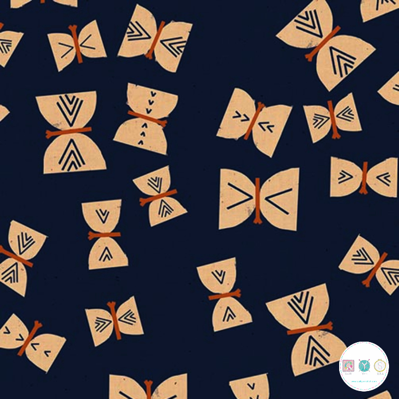 Quilting Fabric - Butterflies in Indigo by Alexia Marcelle Abegg for Ruby Star Society by Moda Fabrics