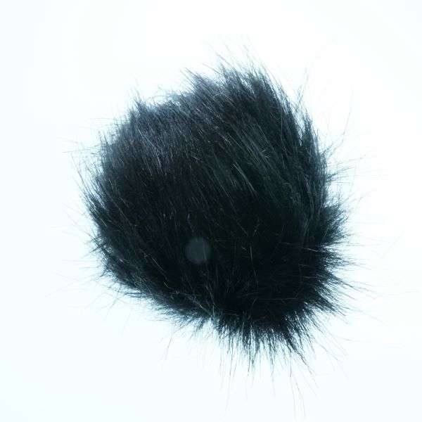 Small Black Faux Fur Style Pompom