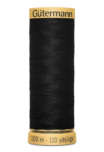 Gutermann Sew All Thread - Black 100% Cotton Colour 5201