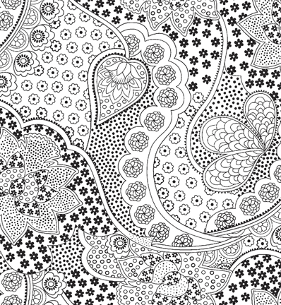 Quilting Fabric - Black and White Fabric with Paisley Design from Opposites Attract by Quilting Treasures