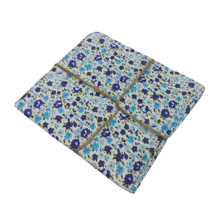 Quilting Fabric - Cotton Square with Ditsy Blue Floral On Snow by Sew Cool