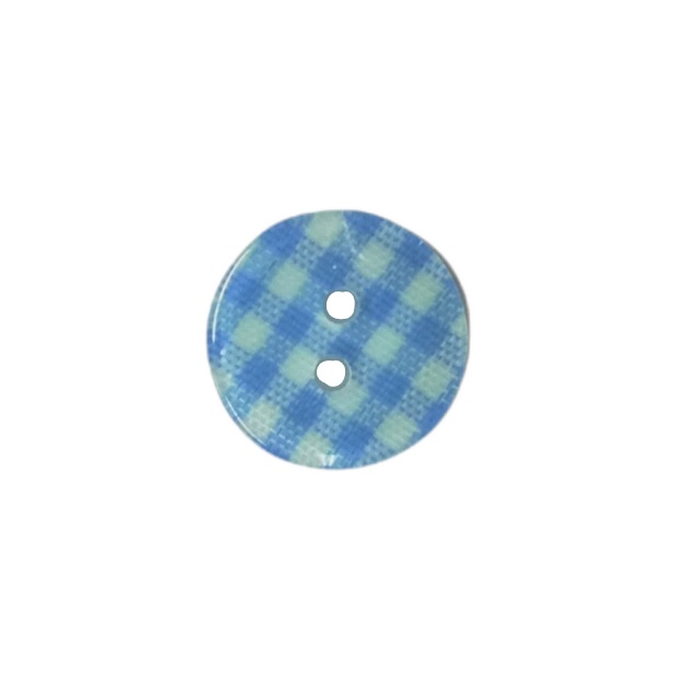 Buttons - 12mm Plastic Gingham in Baby Blue
