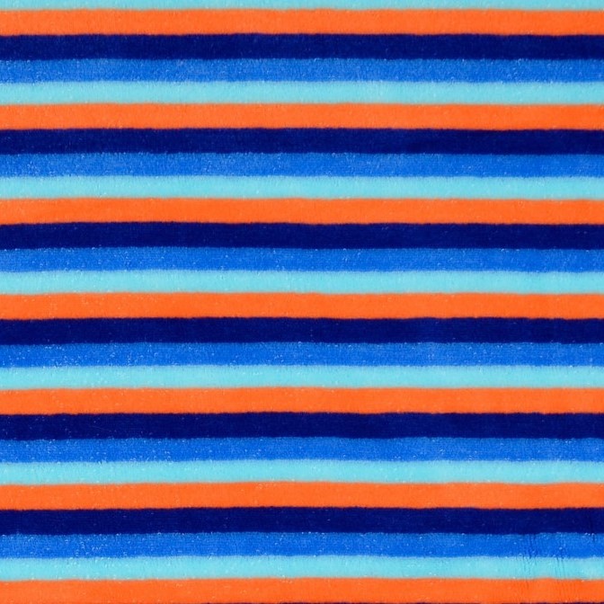 Blue and Orange Stripe Velour Fabric