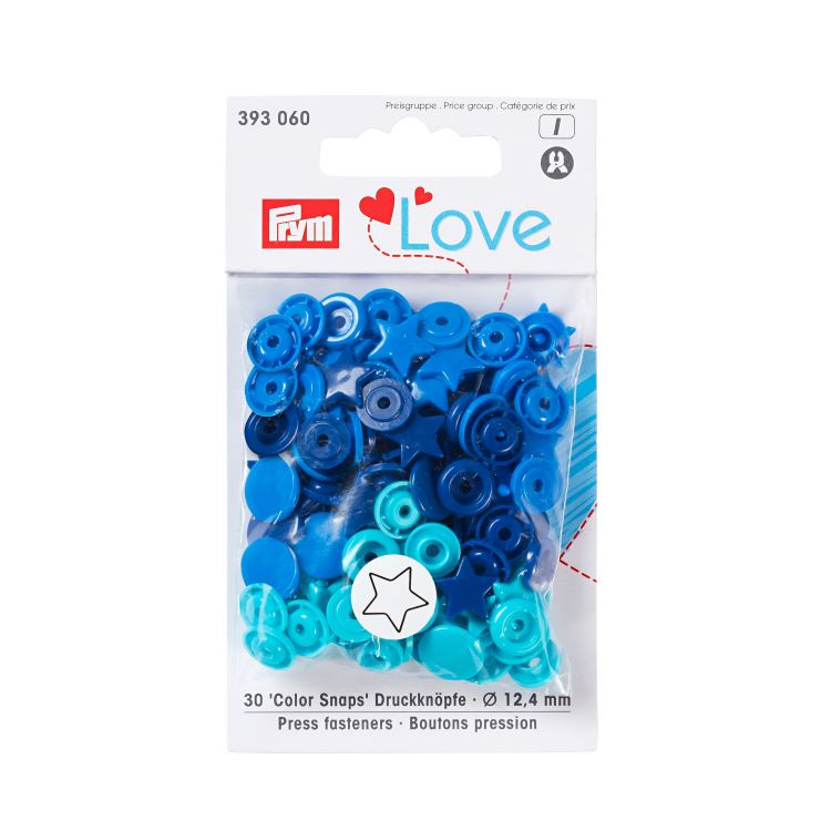 Snap Fasteners - 12.4mm Star Shape in Assorted Blues by Prym Love 393 060