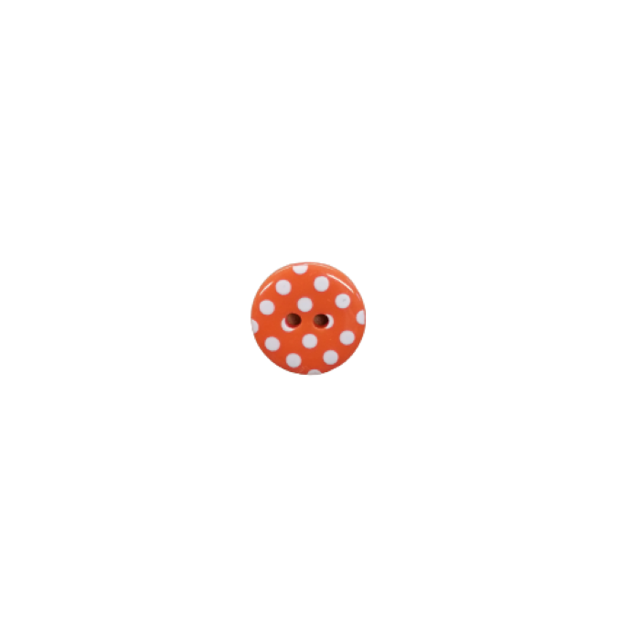 Buttons - 15mm Plastic Spotty in Orange