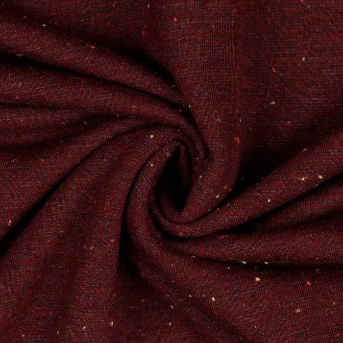 Brushed Sweatshirt Fabric from Cosy Colours in Bordeaux Melange with Fleck