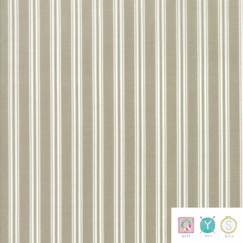Quilting Fabric - Cream Stripes on Brown from Darling Little Dickens by Lydia Nelson for Moda Fabric