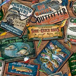 Quilting Fabric - Fishing Boards by JQ Licensing for Quilting Treasure 