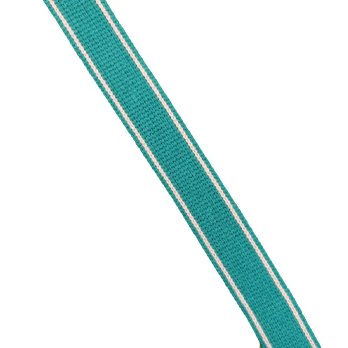 Bag Webbing - 30mm Cotton Blend with Ecru Stripe in Verdant Teal