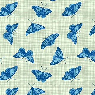 Quilting Fabric - Butterflies on Green from Glasshouse by Emily Taylor for Figo Fabrics 90189 70