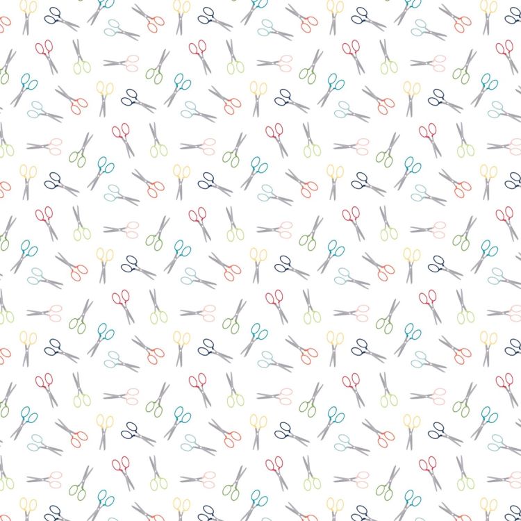 Quilting Fabric - Little Scissors on White from Sew Much Fun by Echo Park Collection for Riley Blake C12453R