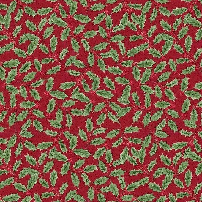 Quilting Fabric - Holly on Red from Merry Little Robin by The Craft Cotton Company 3786-05