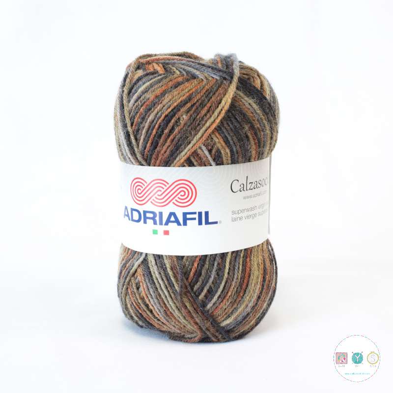 Yarn - Adriafil Calzasocks Wool Blend Sock Yarn in Brown Mix 10 