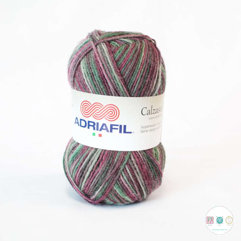 Yarn - Adriafil Calzasocks Wool Blend Sock Yarn in Purple Mix 30