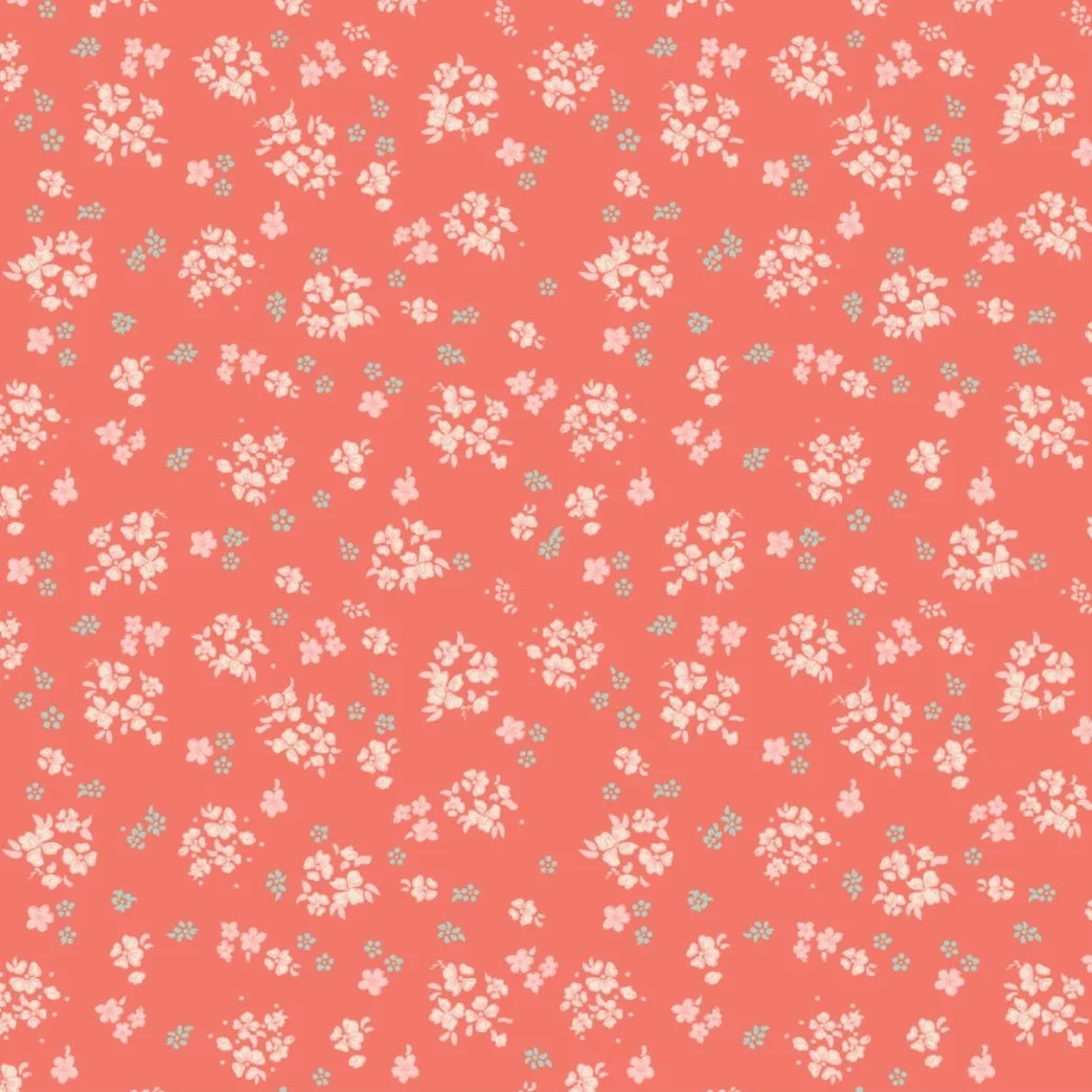 Quilting Fabric - Aberdeenshire Floral on Coral from The Nottingham by Laura Ashley for Camelot 7140804 05