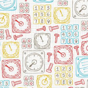 REMNANT - 4.6m - Quilting Fabric - Clocks On Beige from Take Flight for Camelot