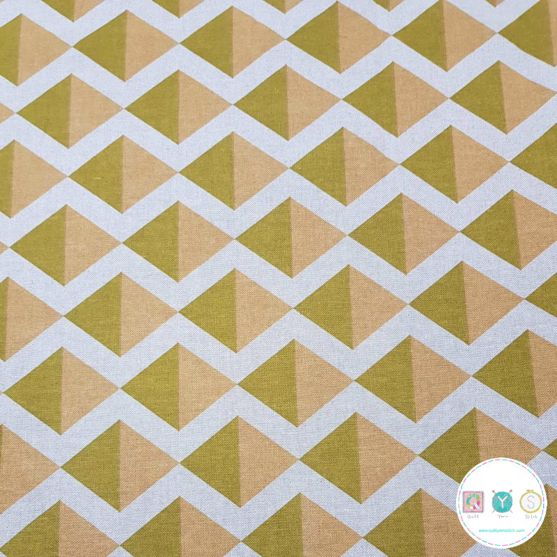 Yellow & Green Diamond Linen Look Canvas Fabric - Ottoman Print - Upholstery - Bag Fabric - Craft Canvas