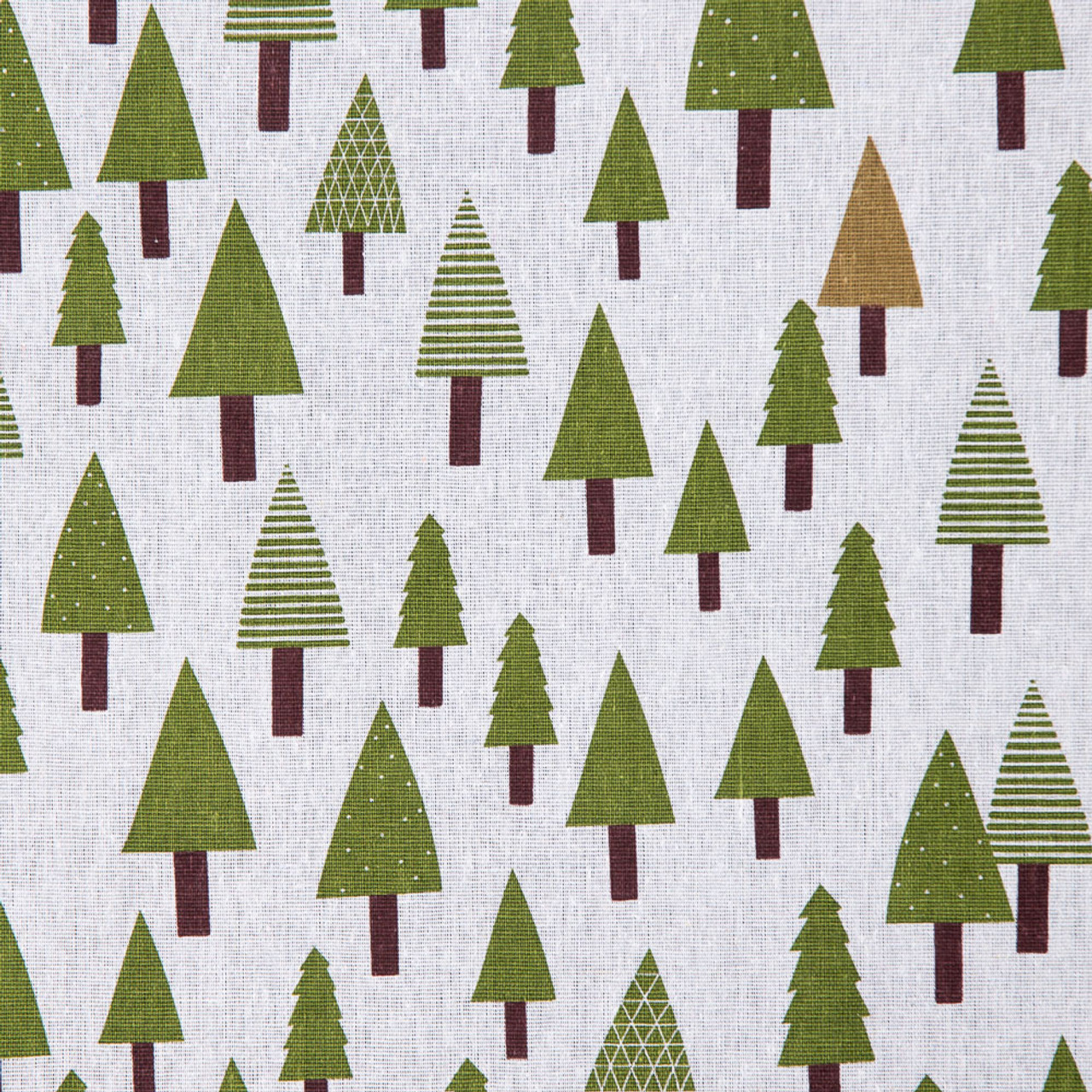 Canvas Fabric with Christmas Trees on Beige