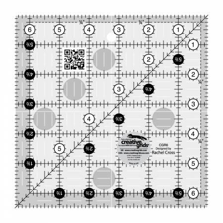 Patchwork & Quilting Ruler - 6.5" Square by Rachel Cross for Creative Grids CGR6