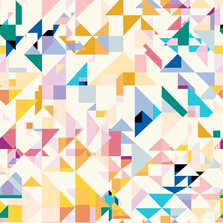 Rayon Fabric with Abstract Triangles by Dashwood Studios