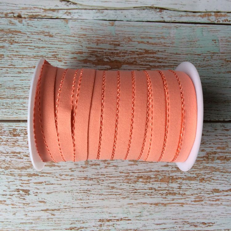 12mm Double Sided Plush Bra Elastic with Scallop Edge - Coral