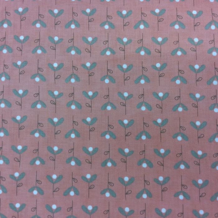 Quilting Fabric with Stems on Pink from Corner of 5th and Fun by Sandy Gervais for Moda