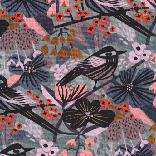 Organic Cotton Canvas Fabric with Birds from the Under One Sky Collection by Cloud 9