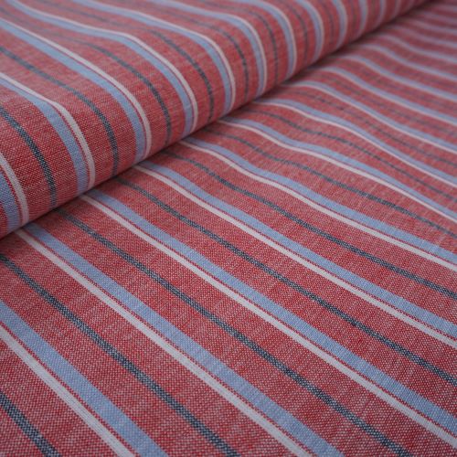 Deadstock - Cotton Fabric with Red and Blue Stripes