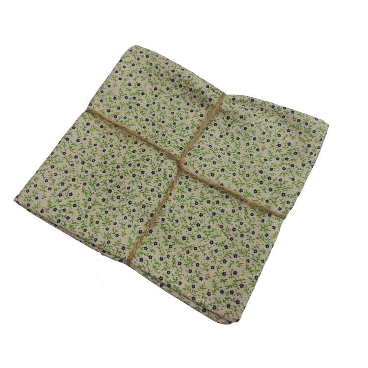 Quilting Fabric - Cotton Square with Tiny Vine And Floral On Cream by Sew Cool
