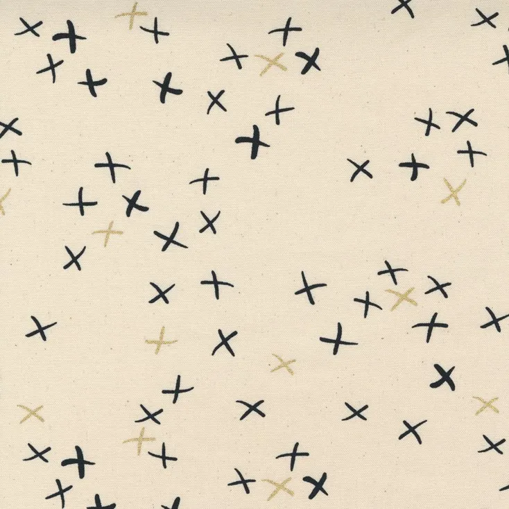 Cotton Canvas Fabric - Crosses on Natural from Sew Happy by Zen Chic for Moda 1752 15CVM