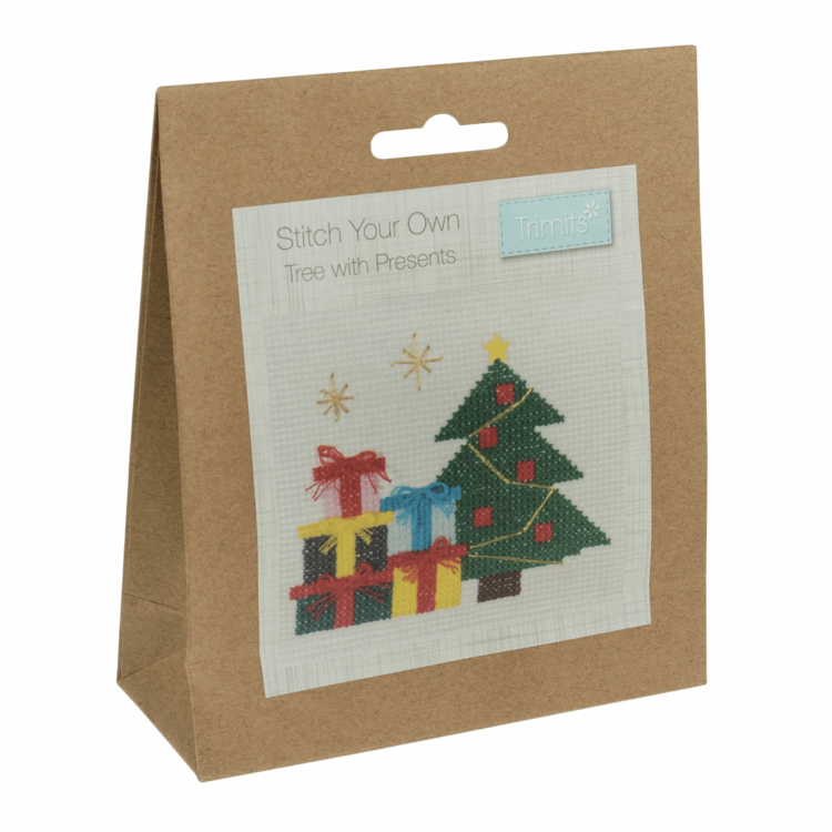 Gift Idea - Cross Stitch Kit featuring a Festive Tree with Presents