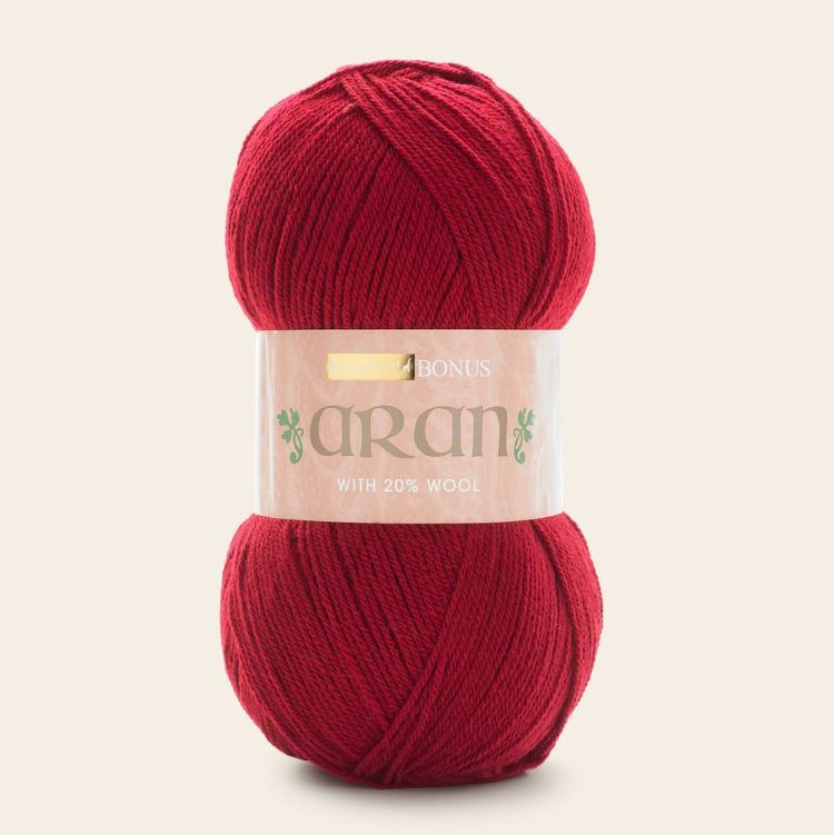 Yarn - Hayfield Bonus Aran with Wool in Deep Red 830